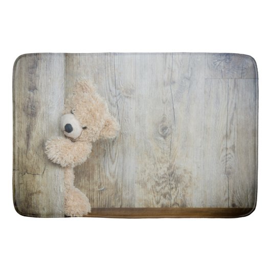 Cute stuffed Beer Rustic Wooden Wall Badmat (Voorkant)
