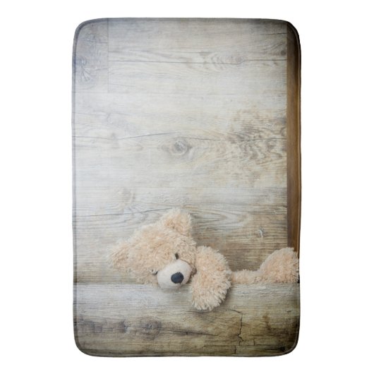 Cute stuffed Beer Rustic Wooden Wall Badmat (Voorkant Verticaal)