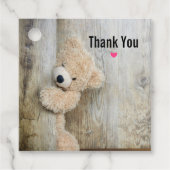 Cute stuffed Beer Rustic Wooden Wall Bedankjes Labels (Voorkant)