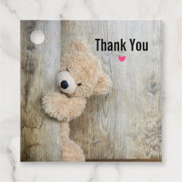 Cute stuffed Beer Rustic Wooden Wall Bedankjes Labels