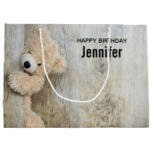 Cute Stuffed Beer Rustic Wooden Wall Birthday Groot Cadeauzakje