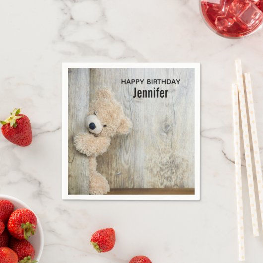 Cute Stuffed Beer Rustic Wooden Wall Birthday Servet (Insitu)