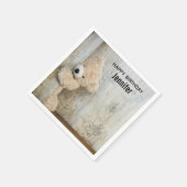 Cute Stuffed Beer Rustic Wooden Wall Birthday Servet (Hoek)