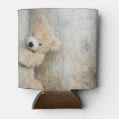 Cute stuffed Beer Rustic Wooden Wall Blikjeskoeler (Voorkant)