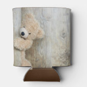Cute stuffed Beer Rustic Wooden Wall Blikjeskoeler (Achterkant)