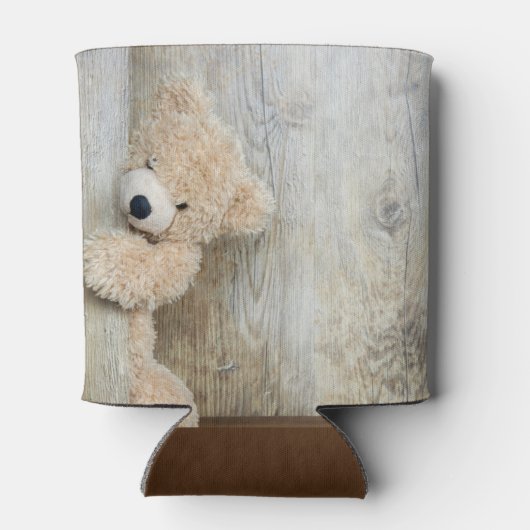 Cute stuffed Beer Rustic Wooden Wall Blikjeskoeler (Achterkant)