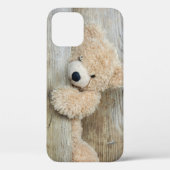 Cute stuffed Beer Rustic Wooden Wall Case-Mate iPhone Case (Achterkant)