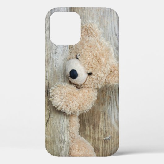 Cute stuffed Beer Rustic Wooden Wall Case-Mate iPhone Case (Achterkant)