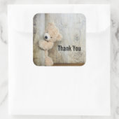 Cute Stuffed Beer Rustic Wooden Wall Dank je Vierkante Sticker (Tas)