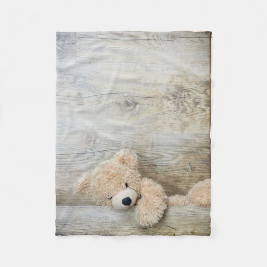 Cute stuffed Beer Rustic Wooden Wall Fleece Deken (Voorkant)