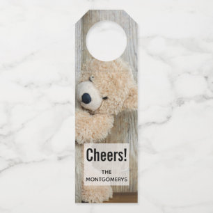 Cute stuffed Beer Rustic Wooden Wall Flessenhanger