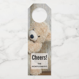 Cute stuffed Beer Rustic Wooden Wall Flessenhanger