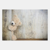 Cute stuffed Beer Rustic Wooden Wall Inpakpapier Vel (Voorkant 2)