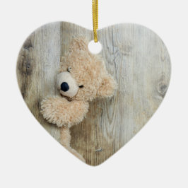 Cute stuffed Beer Rustic Wooden Wall Keramisch Ornament