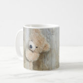 Cute stuffed Beer Rustic Wooden Wall Koffiemok (Voorkant links)