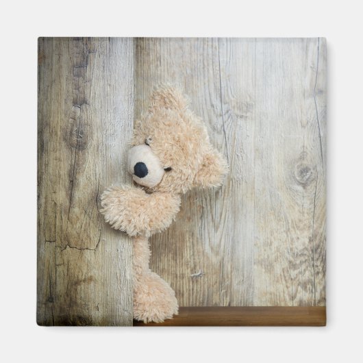 Cute stuffed Beer Rustic Wooden Wall Magneet (Voorkant)