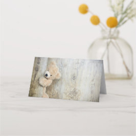 Cute stuffed Beer Rustic Wooden Wall Plaatskaartje