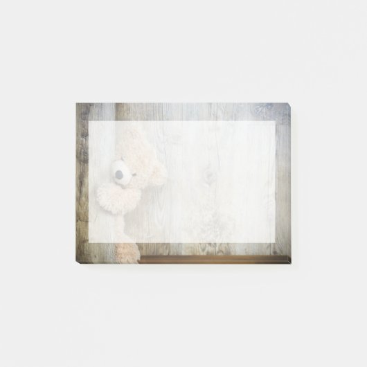 Cute stuffed Beer Rustic Wooden Wall Post-it® Notes (Voorkant)