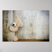 Cute stuffed Beer Rustic Wooden Wall Poster (Voorkant)