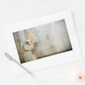 Cute stuffed Beer Rustic Wooden Wall Rechthoekige Sticker (Envelop)