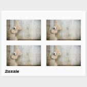 Cute stuffed Beer Rustic Wooden Wall Rechthoekige Sticker (Vel)