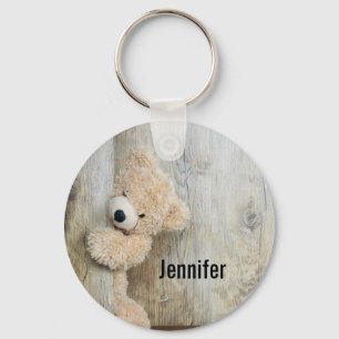 Cute stuffed Beer Rustic Wooden Wall Sleutelhanger