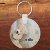 Cute stuffed Beer Rustic Wooden Wall Sleutelhanger (Voorkant)