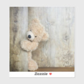 Cute stuffed Beer Rustic Wooden Wall Sticker (Vel)