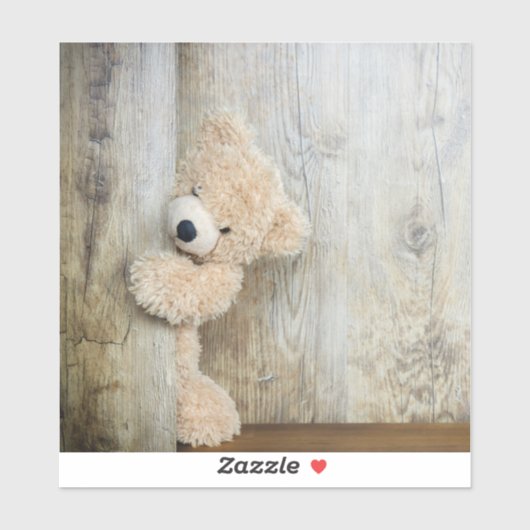 Cute stuffed Beer Rustic Wooden Wall Sticker (Vel)