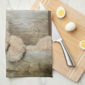 Cute stuffed Beer Rustic Wooden Wall Theedoek (Quarter Fold)