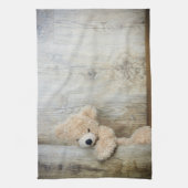 Cute stuffed Beer Rustic Wooden Wall Theedoek (Verticaal)