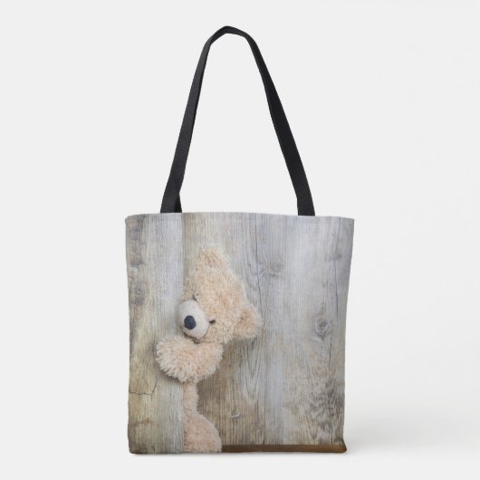 Cute stuffed Beer Rustic Wooden Wall Tote Bag (Achterkant)