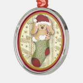 Cute Stuffed Rabbit in kerststaarversier Metalen Ornament (Links)
