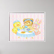 Cute Stuffed Toy Tea Party Wall Art