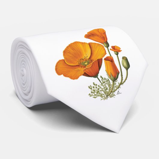 Cute Style  California Poppy Flower Stropdas (Opgerold)