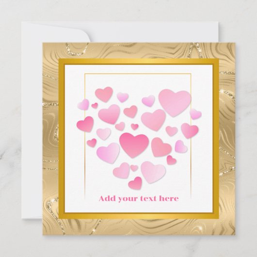 Cute Style Pink Hearts Romantic Valentine's Day Kaart (Voorkant)
