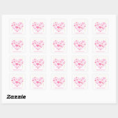 Cute Style Pink Hearts Romantic Valentine's Day Vierkante Sticker (Vel)
