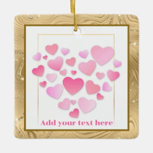 Cute Style Roze Harten Romantische Valentijnsdag Keramisch Ornament
