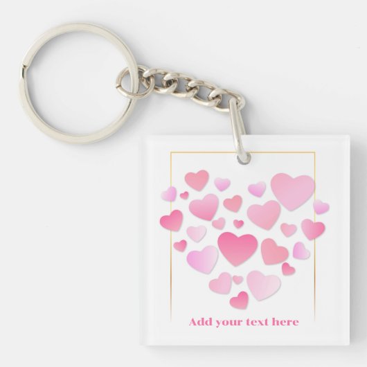 Cute Style Roze Harten Romantische Valentijnsdag Sleutelhanger (voorkant)