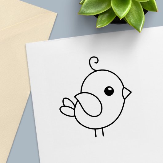 Cute Stylied Cartoon Bird Zelfinktende Stempel