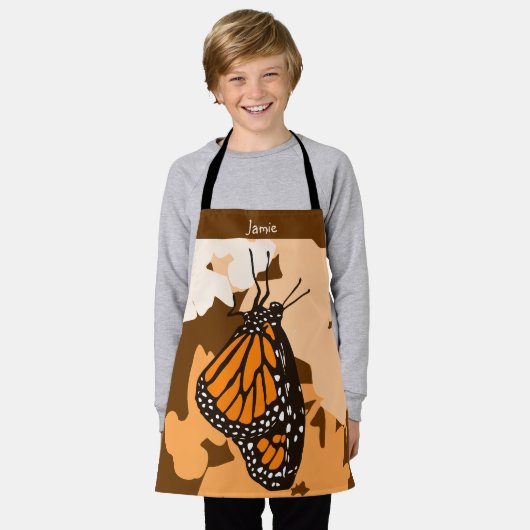 Cute Stylied Oranje Monarch Butterfly Kind Schort (Gedragen)