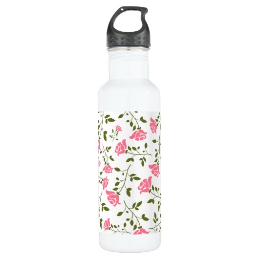 Cute Stylied Roze Roses Pattern Waterfles (Voorkant)
