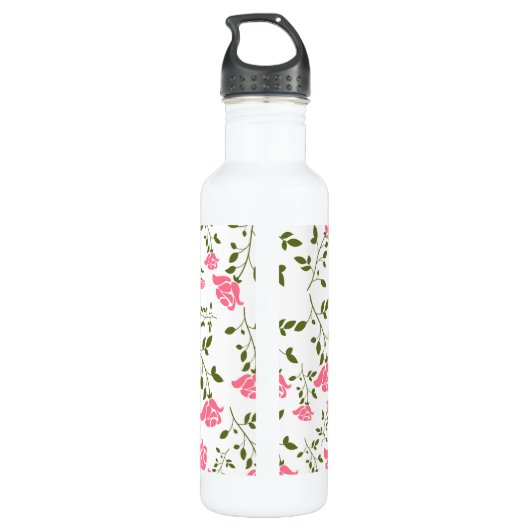 Cute Stylied Roze Roses Pattern Waterfles (Achterkant)