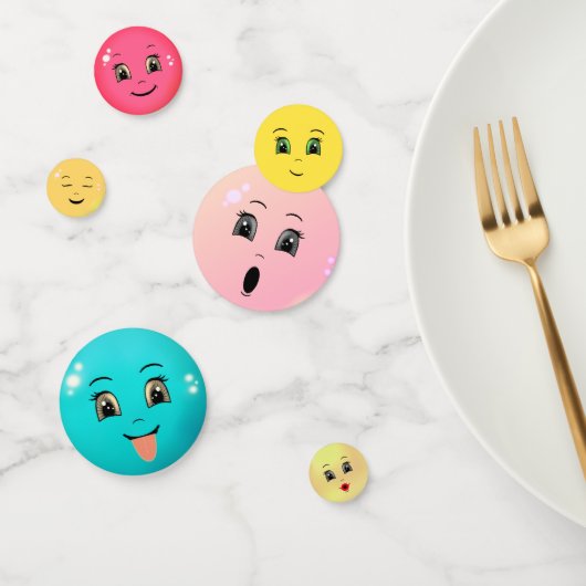 Cute Stylish Emoji Happy Faces Party Confetti (Groep)