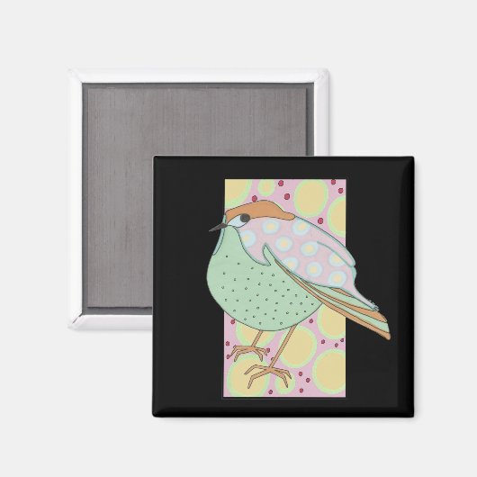 Cute Stylish Framed Pastel Songbird Magneet (Voorkant / Achterkant)