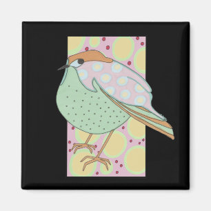 Cute Stylish Framed Pastel Songbird Magneet