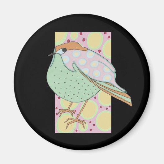 Cute Stylish Framed Pastel Songbird Magneet (Voorkant)
