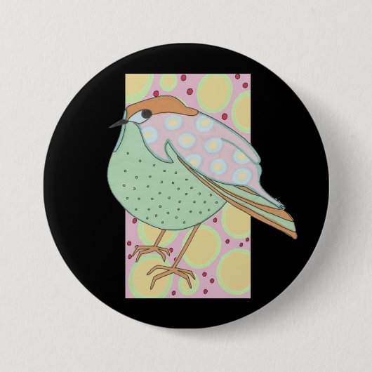 Cute Stylish Framed Pastel Songbird Ronde Button 7,6 Cm (Voorkant)
