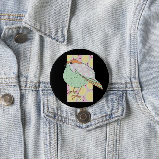 Cute Stylish Framed Pastel Songbird Ronde Button 7,6 Cm (In situ)