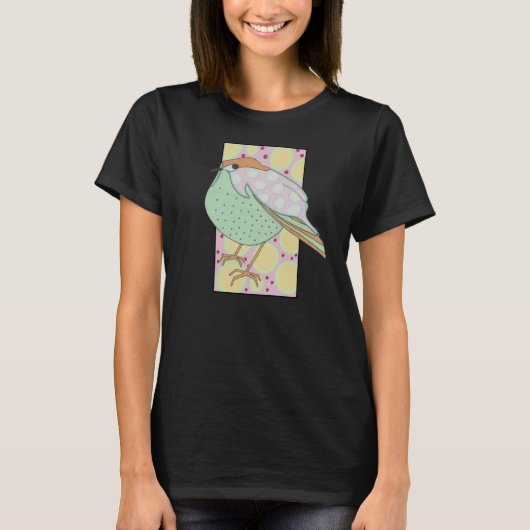 Cute Stylish Framed Pastel Songbird T-shirt (Voorkant)